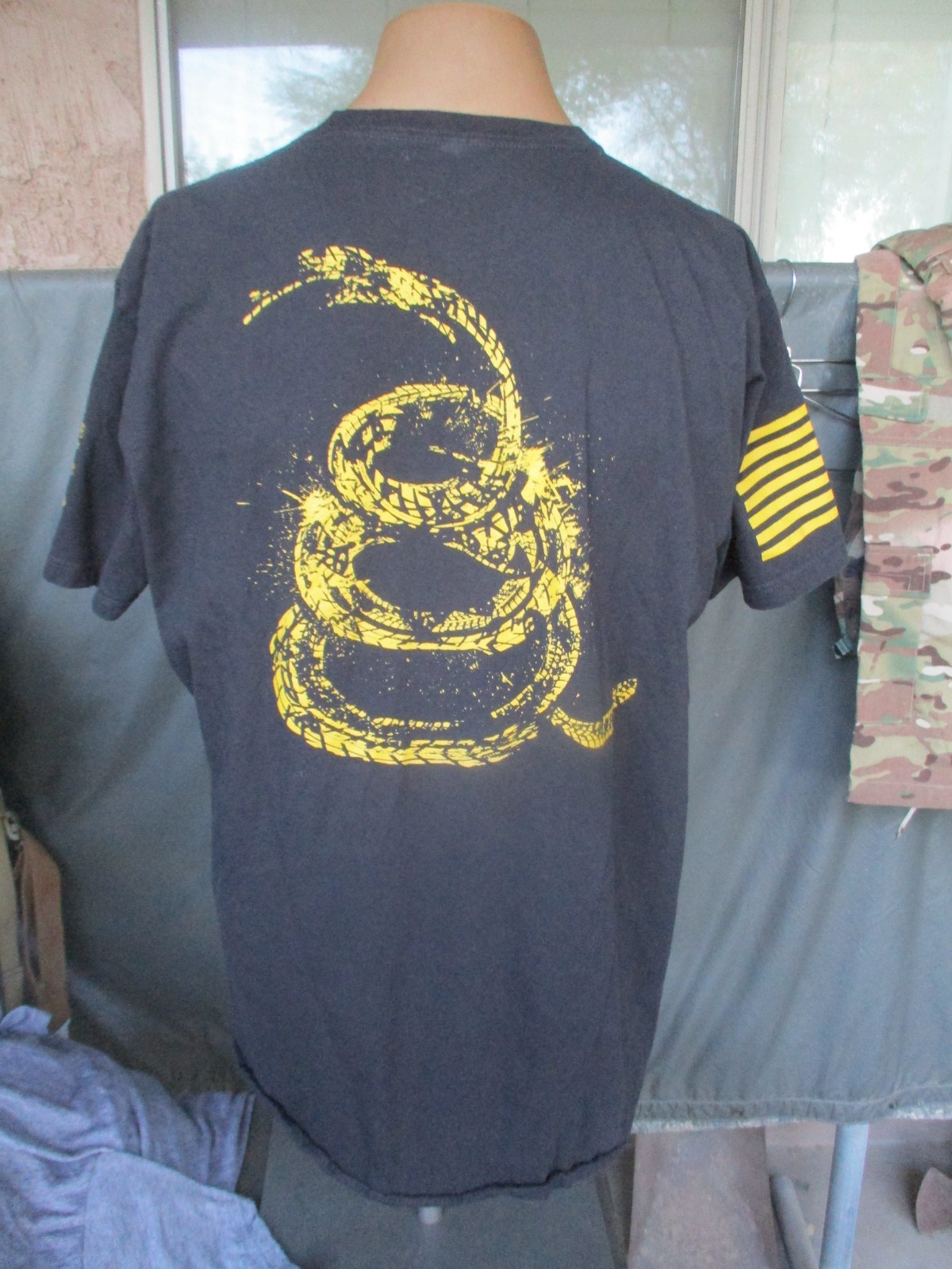 GRUNT STYLE Don’t Tread On Me GADSDEN FLAG SNAKE Black T Shirt, Men's XL