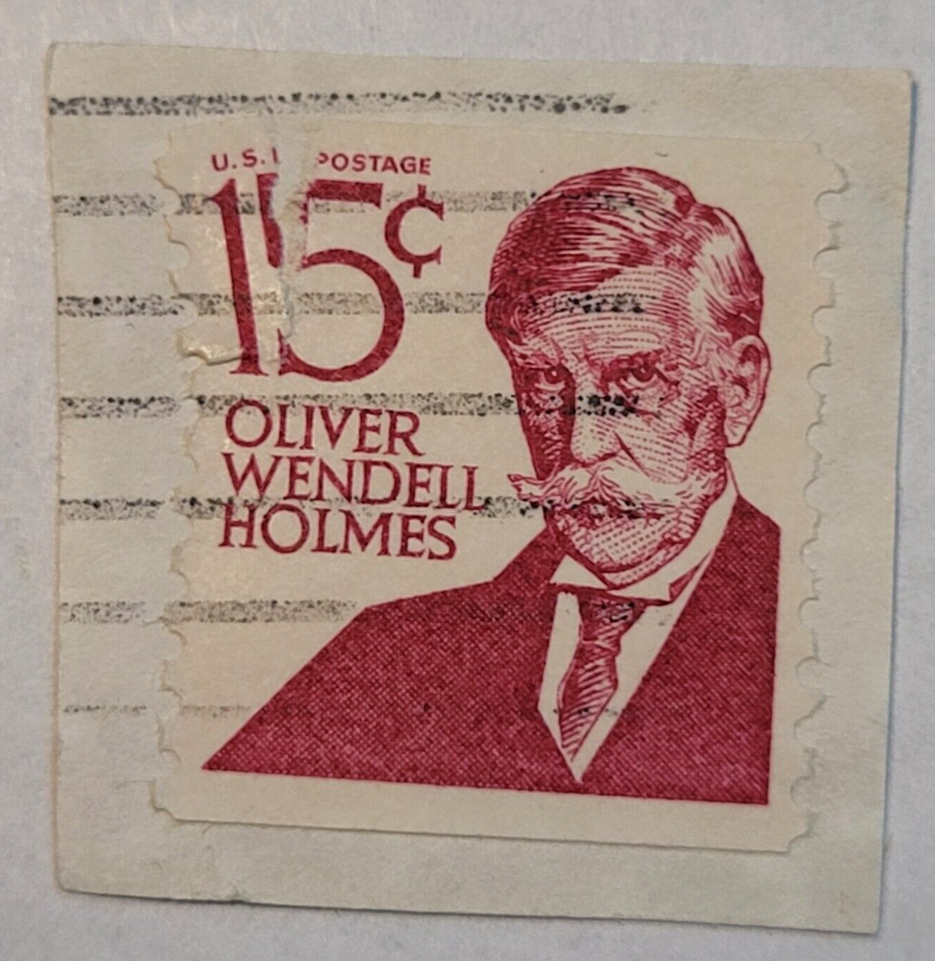 U.S. Postage ~ Oliver Wendell Holmes ~ 15¢ Red Stamp ~ Posted/Used ~ 1968 ~ X005