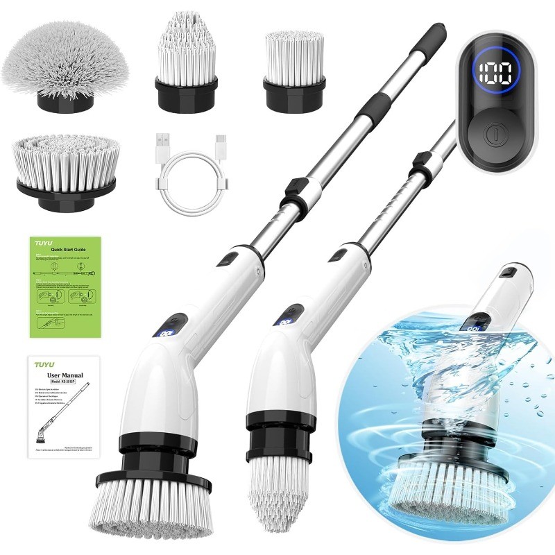 Electric Spin Scrubber Cordless Power Cleaning Brush Full-Body IPX7 Waterproof 