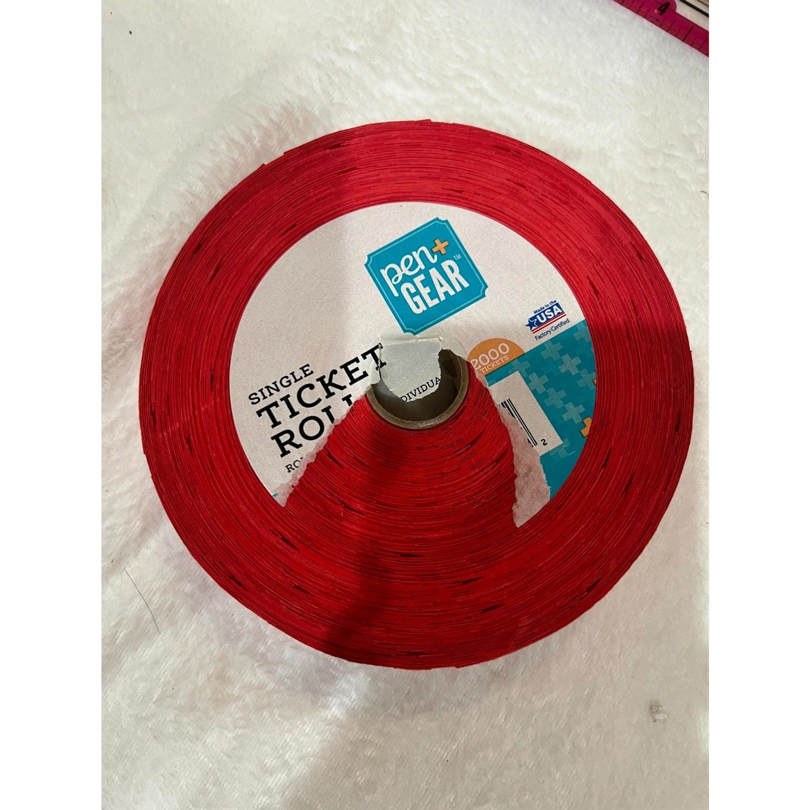 Roll Of 2000 Red Double Stub Raffle Tickets 50/50 Drawings