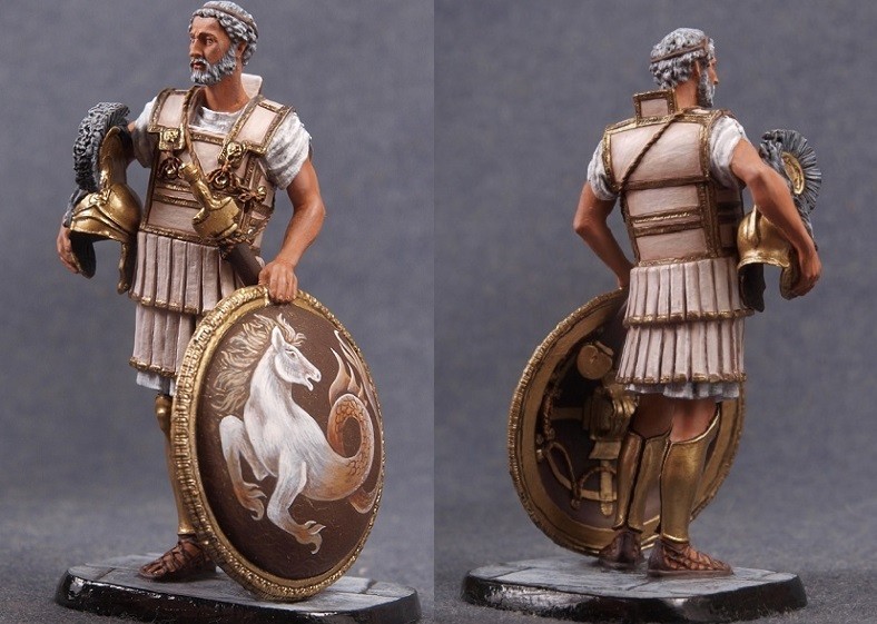 Tin toy soldiers  ELITE painte 54mm.Greek Chief Commander with Shield