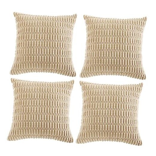  4 Packs Decorative Throw Pillow Covers 22x22 Inch 22" x 22" (Pack of 4) Tan