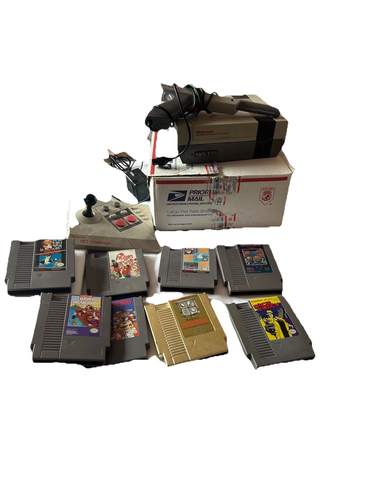 Nintendo NES Console Lot w/ Controllers, Zapper Gun & Games - Mario, Zelda