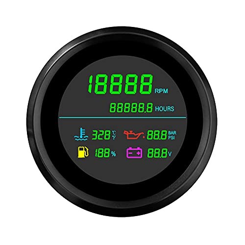  6 in 1 Adjustable Multifunctional Gauge Tachometer Fuel Level Water Temp Oil 