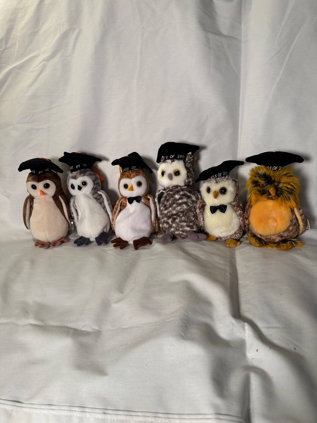 Ty Beanie Baby - Wise, Wiser, Wiset, Smart, Smarter, Smartest lot of 6 owls MWMT
