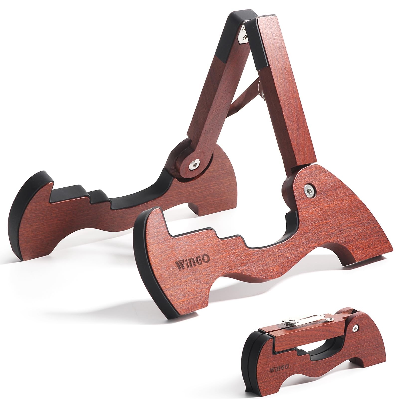 WINGO Wood Guitar Stand, Portable Folding A-frame Wooden Floor Stand for Acou...