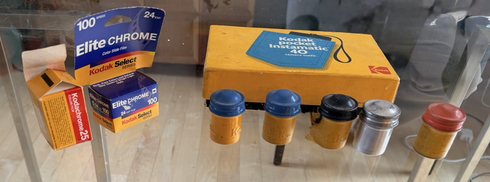 Vintage Kodak Instamatic, Kodachrome, Elite chrome ,Metal Film Cans