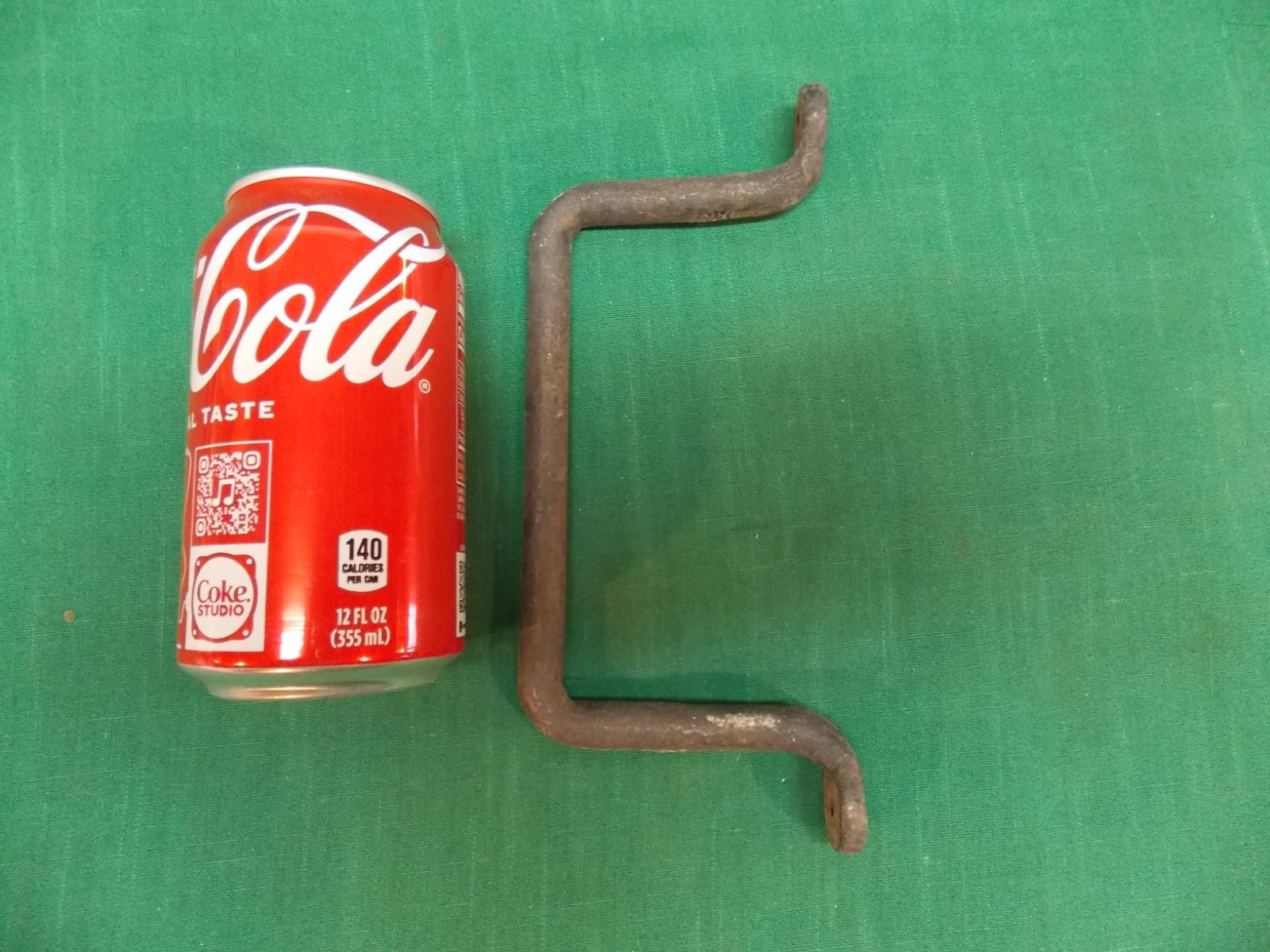 Vintage large primitive black pull handle. Blacksmith made? Barn shed door