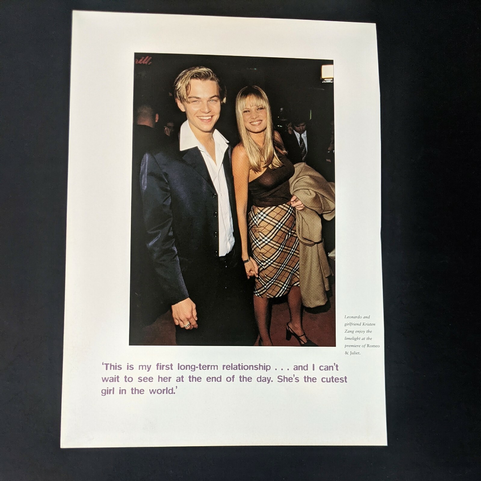 LEONARDO DiCAPRIO Kristen Zang Magazine Pinup Romeo Juliet Clipping