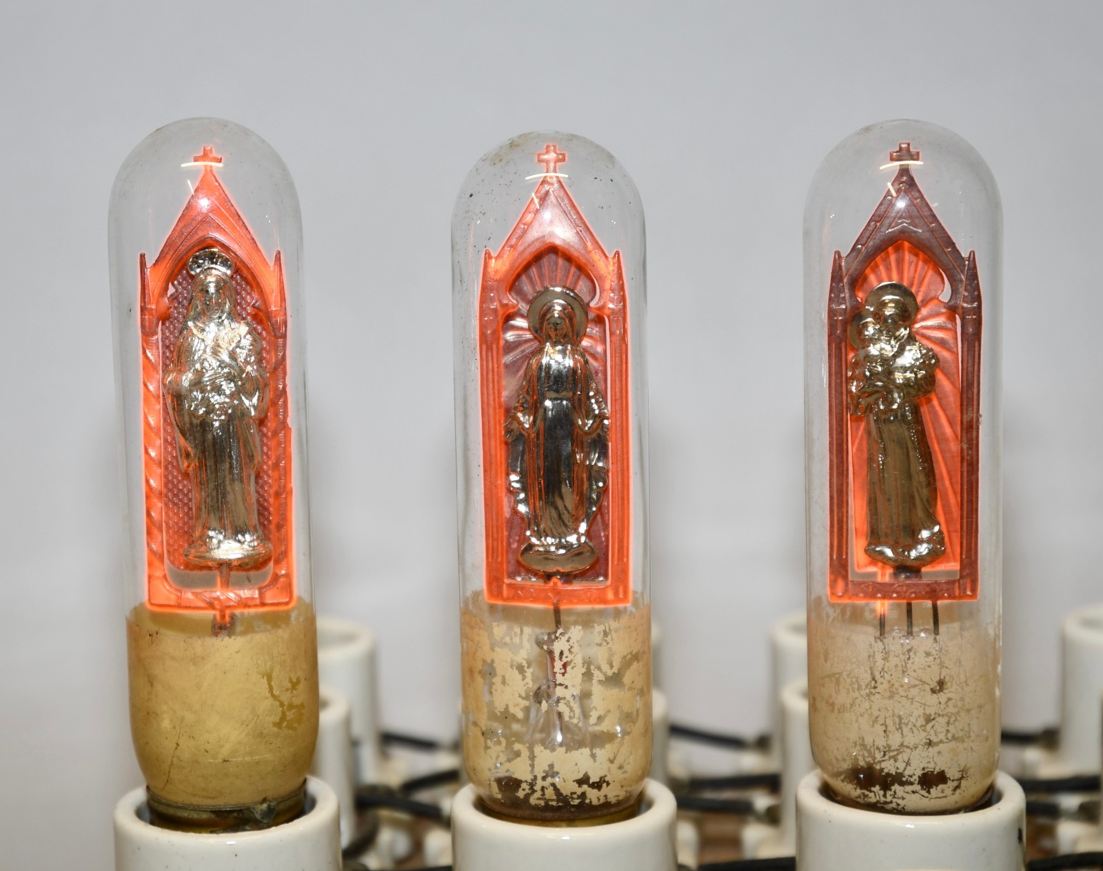 3 ANTIQUE AEROLUX RELIGIOUS SAINTS MEDIUM BASE E26 WORKING LIGHT BULBS! #2