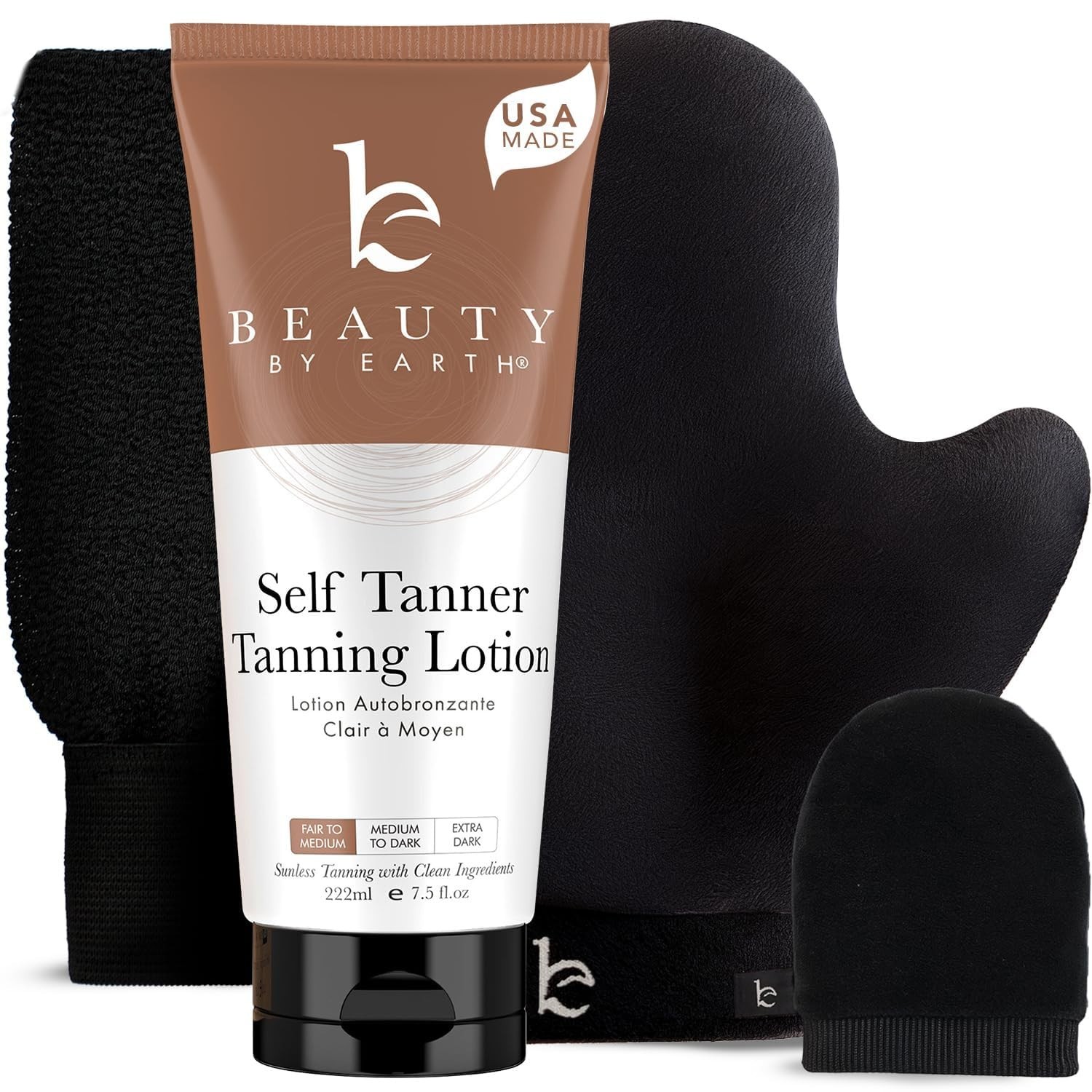 Self Tanner with Tanning Mitt -  Made Sunless Self Tanning Lotion with Organi...
