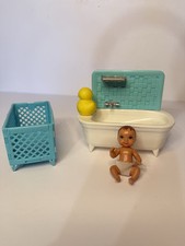 Mattel Barbie Baby Doll Nursery Crib Bed And Bath Tub