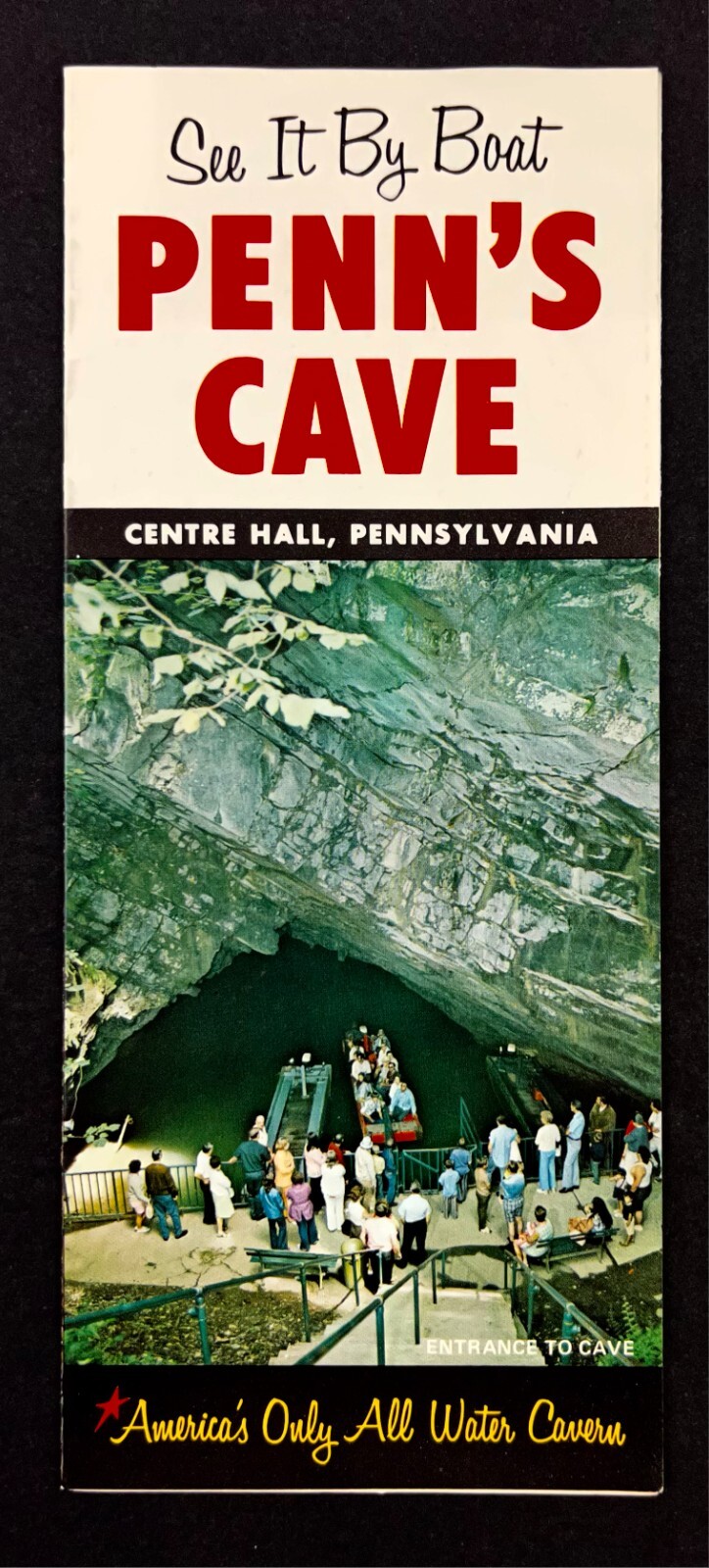 1960s Centre Hall Pennsylvania Penn's Water Cave Boat Tours VTG Travel Brochure