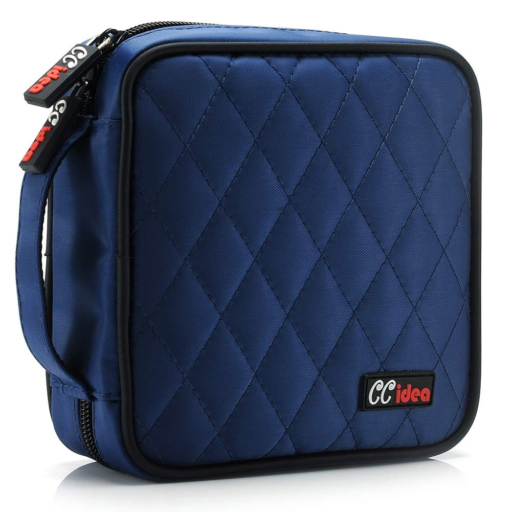 CCidea 40 Capacity CD/DVD Case Holder Portable Disc L6''*W6''*H2.5'', Blue 