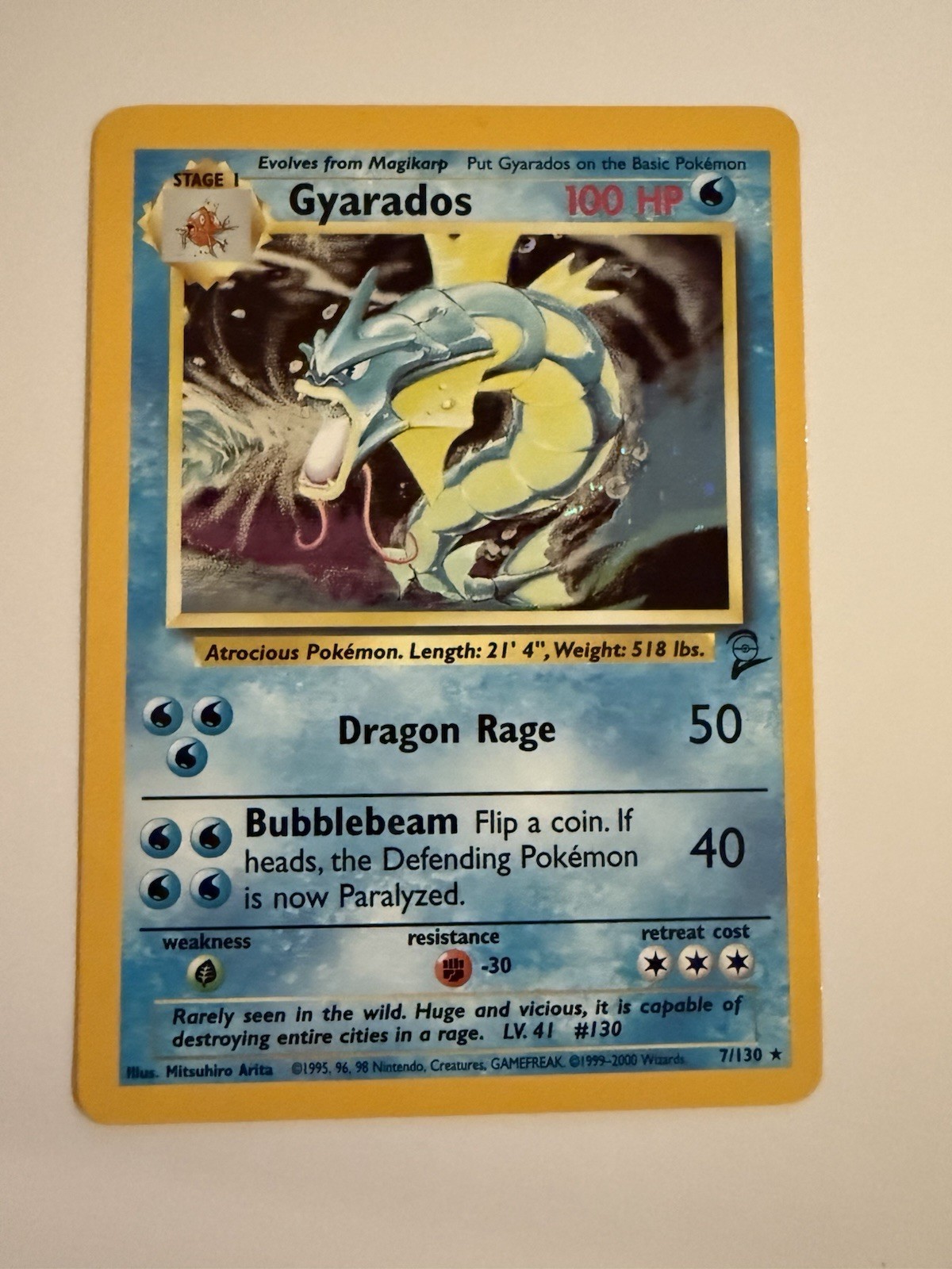 Pokémon Gyarados 100 HP Holo Rare Base Set 006/102 Dragon Rage Bubblebeam