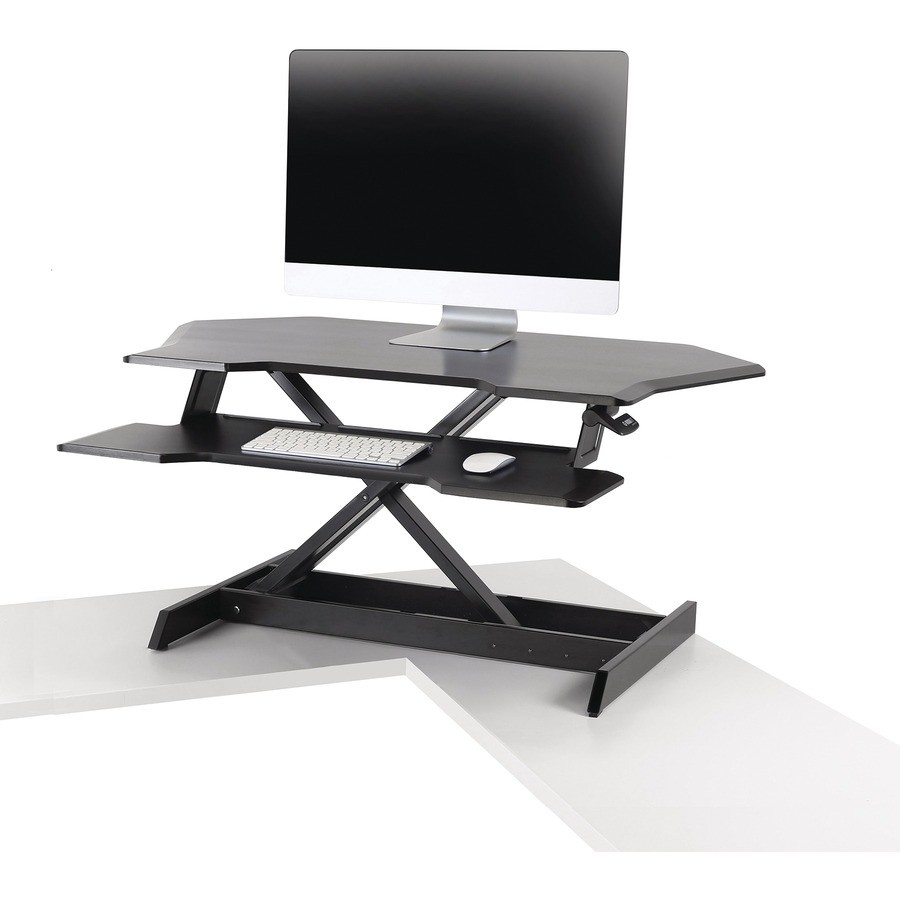 Ergotron WorkFit Corner Standing Desk Converter w/ 30" Screen Support - Black