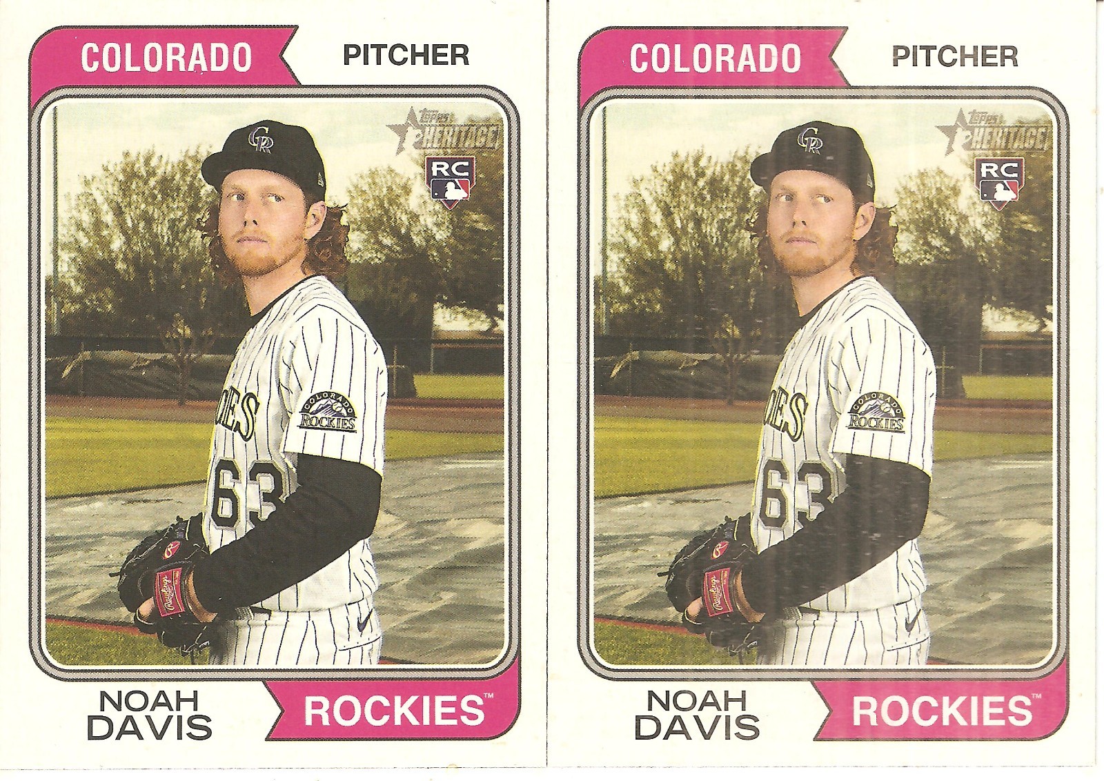 2 CARD 2023 TOPPS HERITAGE NOAH DAVIS ROOKIE BASEBALL CARD LOT