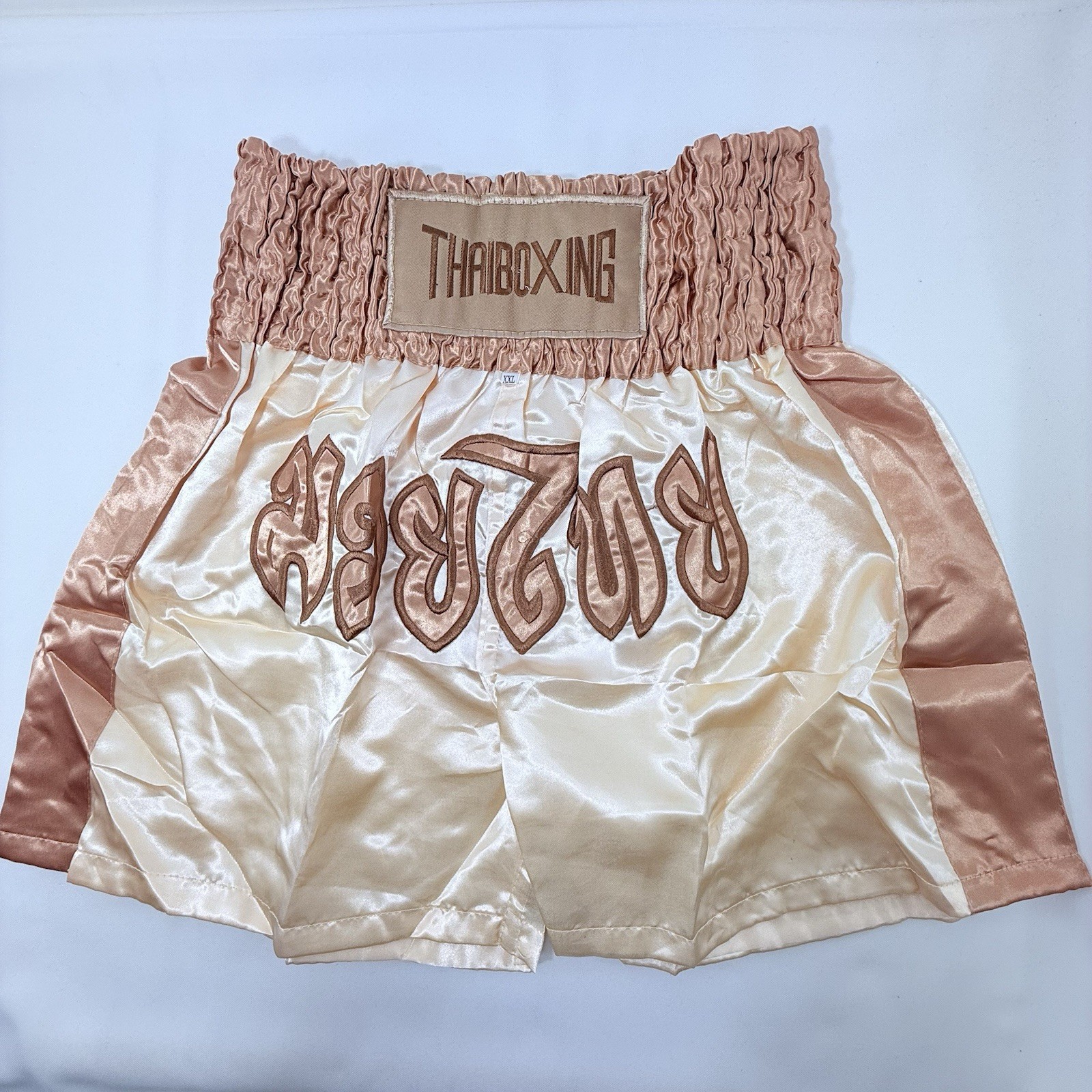 Muay Thai Boxing Shorts XXL Satin Patch Embroidered Kickboxing Original Thailand