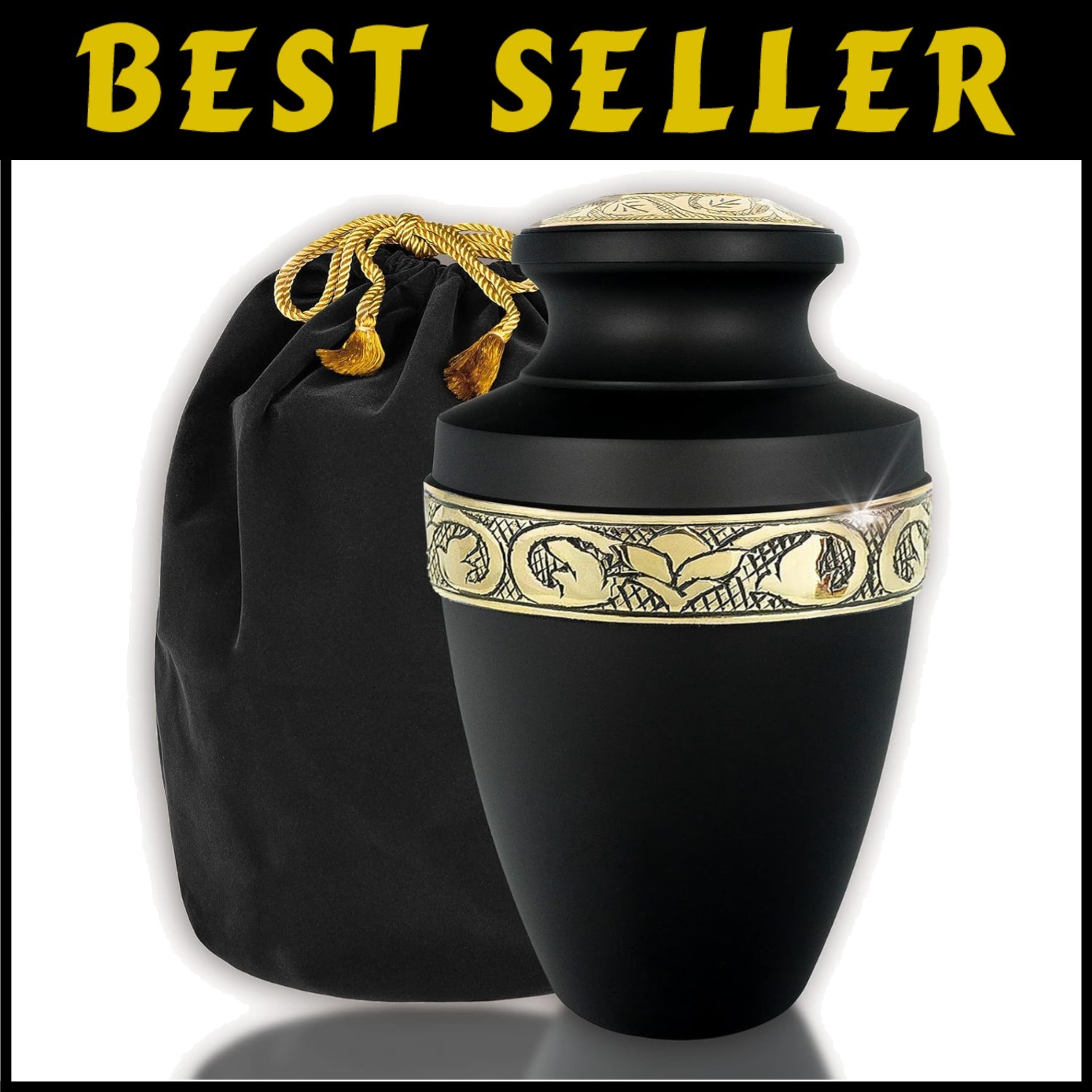 Black and Gold Cremation Urn for Ashes