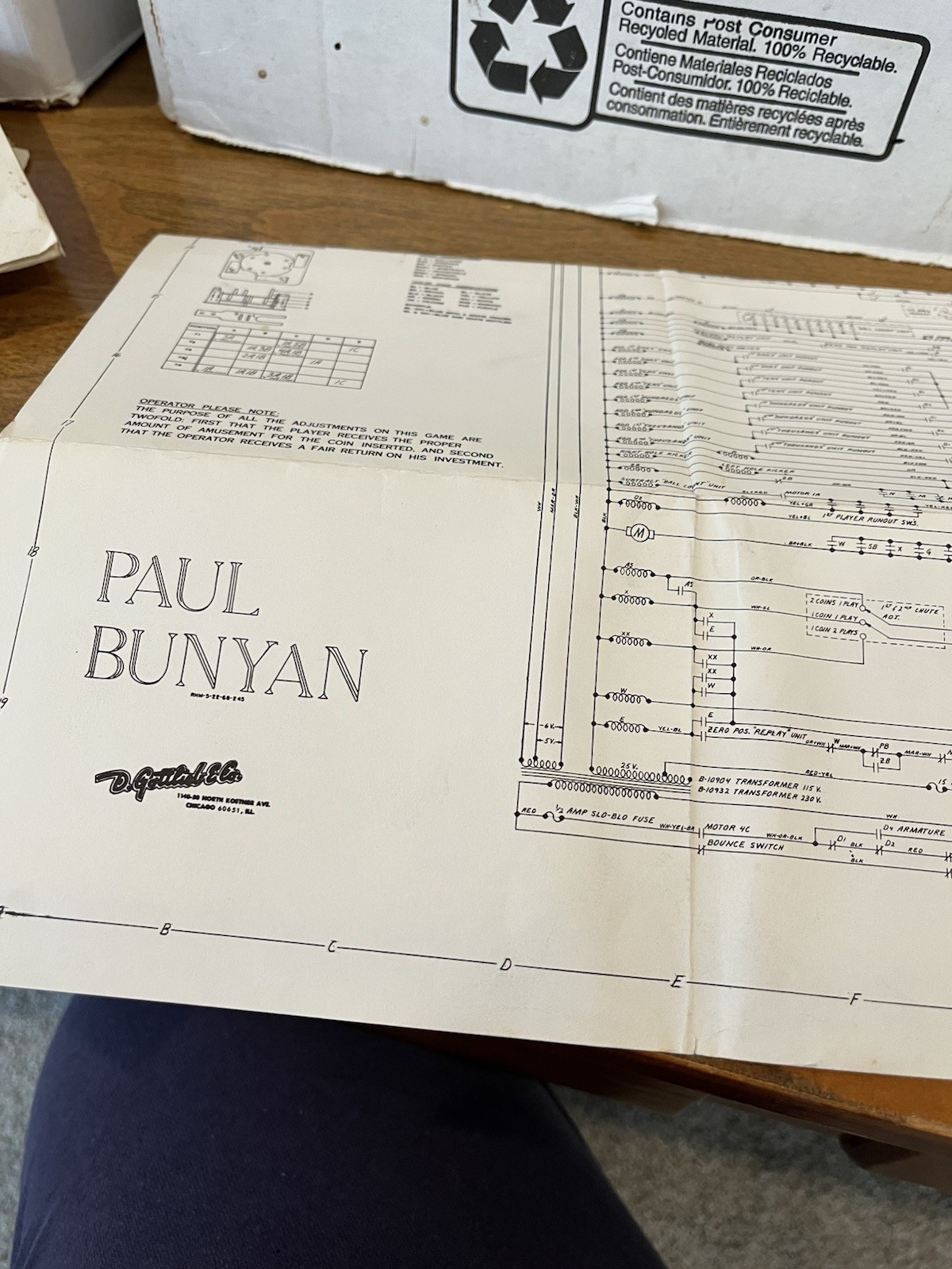 Paul Bunyan Pinball Schematic 
