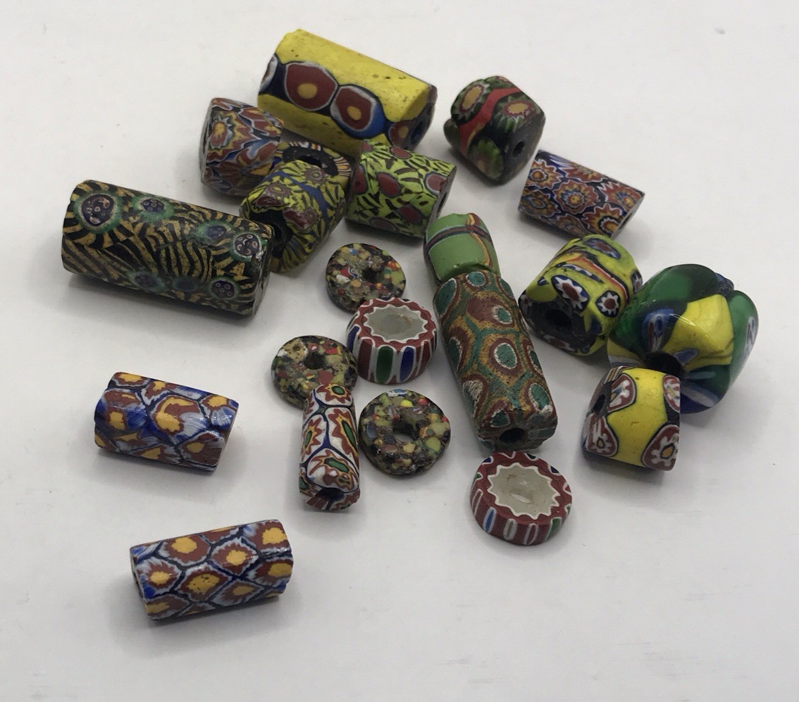 African Trade beads Vintage Antique Venetian old glass beads millefiori