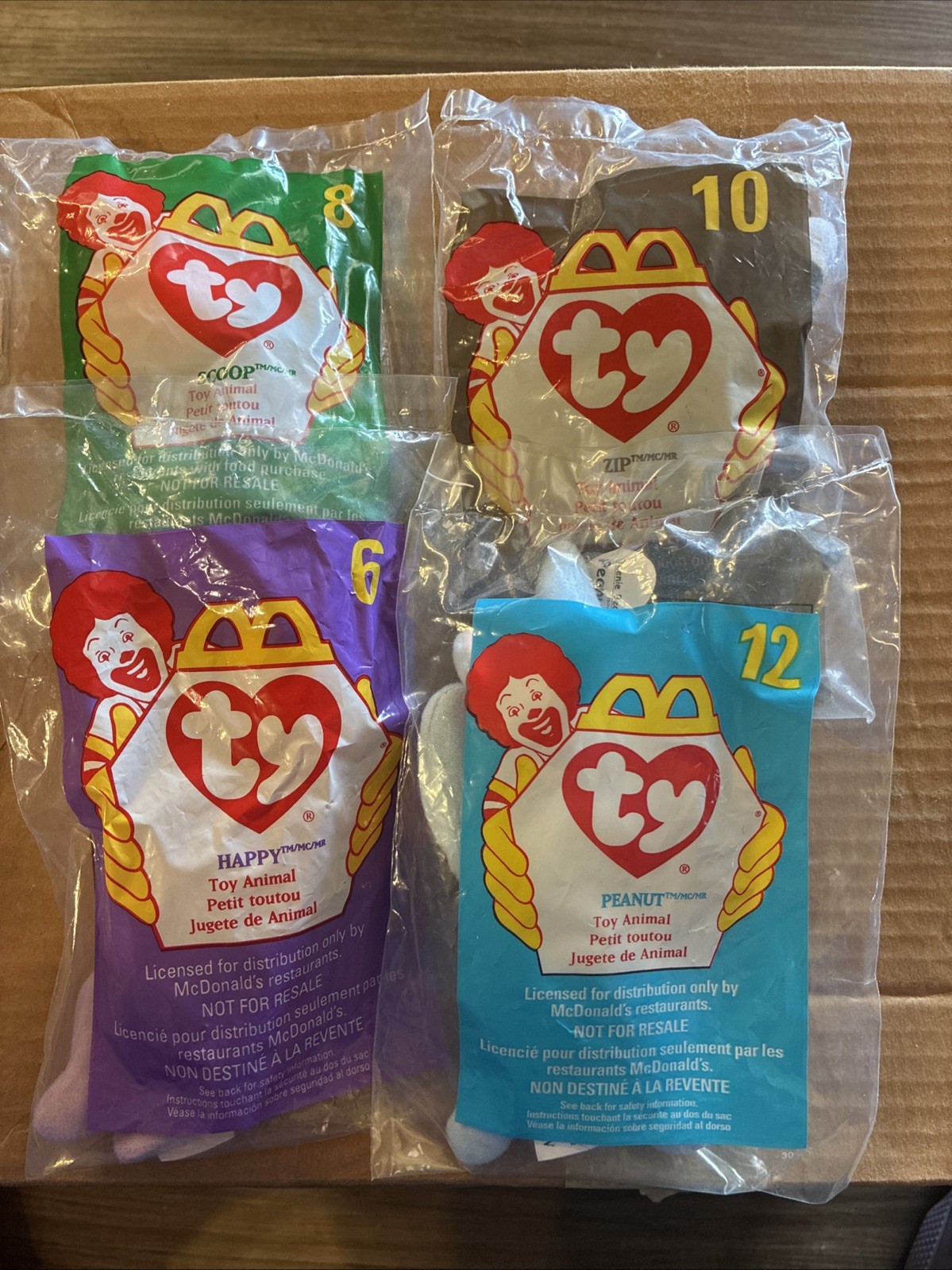 McDonald's Ty Teenie Beanie Babies 1998 Set Of 4, Original Packaging