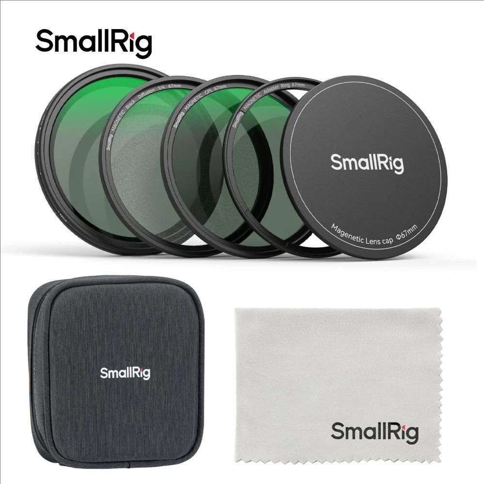 SmallRig 5-in-1 Magnetic 67mm Lens Filter Kit: VND + CPL + Black Mist 1/4 Set