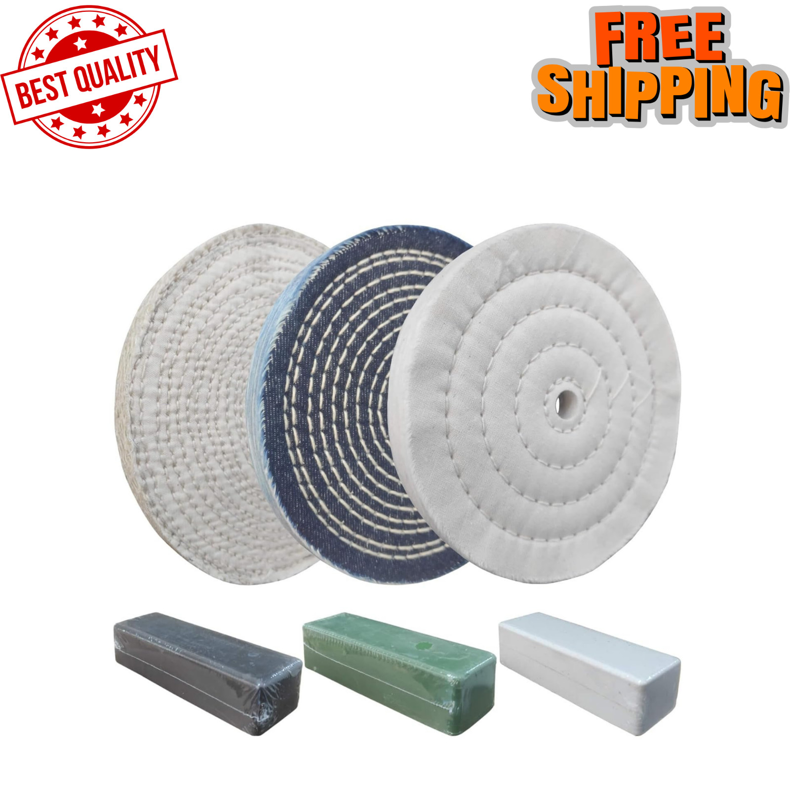 PURUI 6PC 6 Inch Stainless Steel Polishing Buffing Wheel Kit for Bench Grinder,k