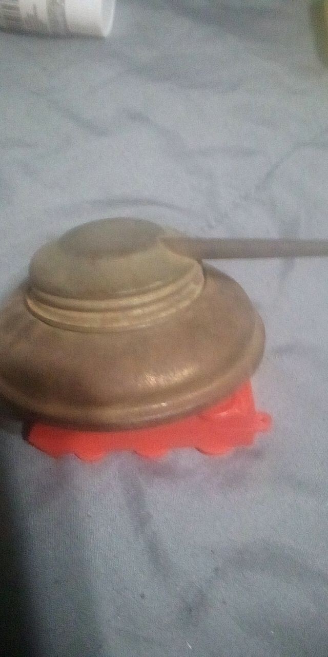 vintage brass hand oiler red bottom