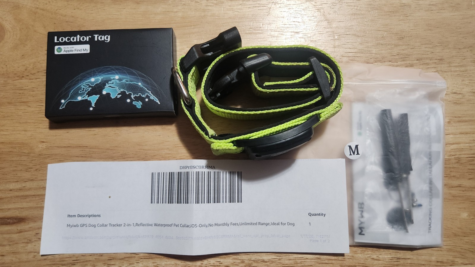 GPS Pet Collar & Tracker 2-in-1, Reflective Waterproof Collar, Green, iOS compat