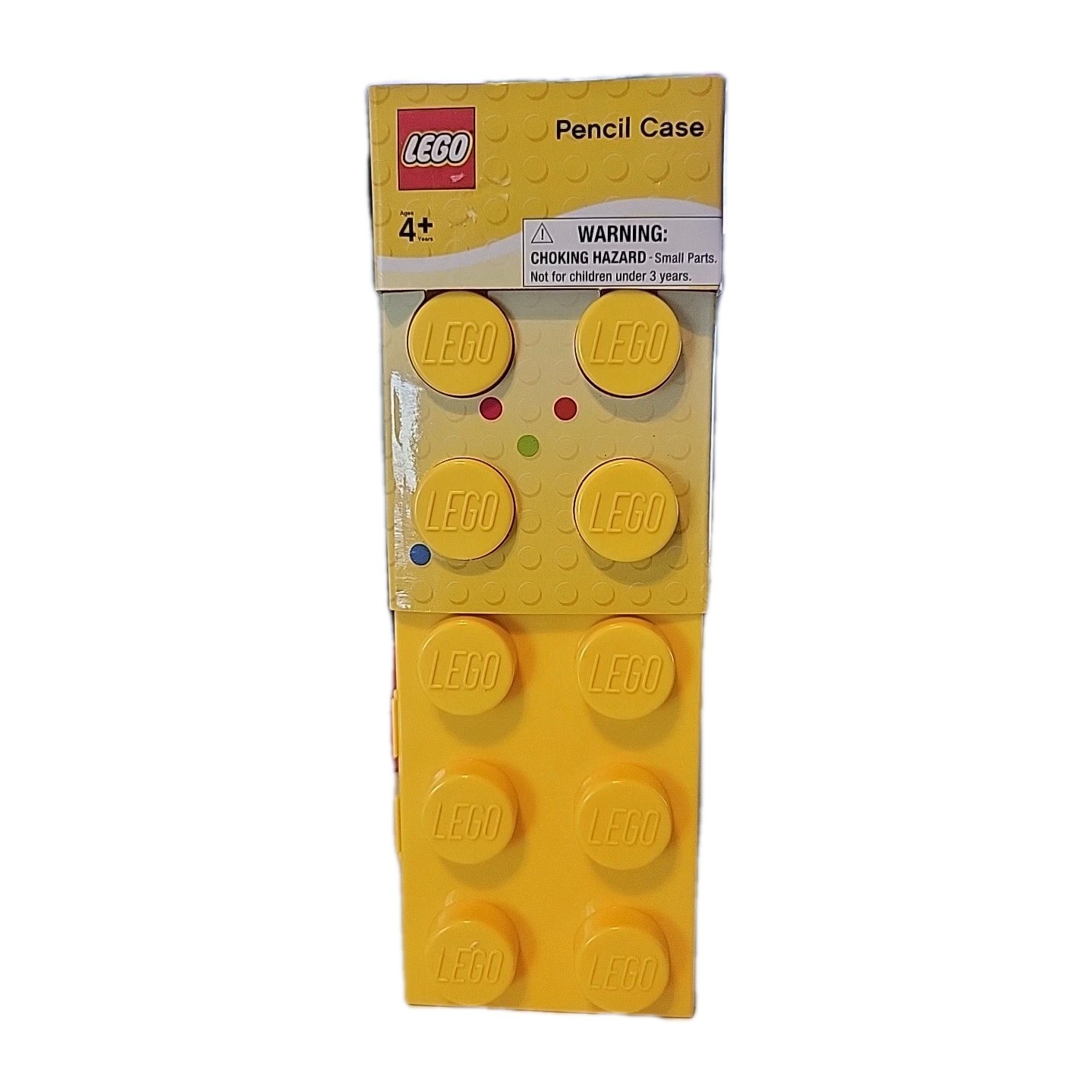 LEGO Pencil Case Holder Yellow Brick Mini Fig Storage Box Plastic Travel NEW 
