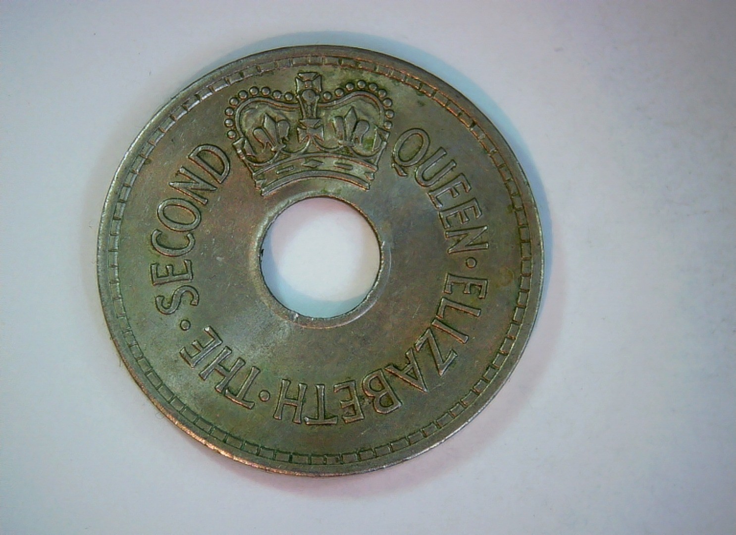 Fiji 1967 1 Penny Elizabeth II (holed penny) Coin