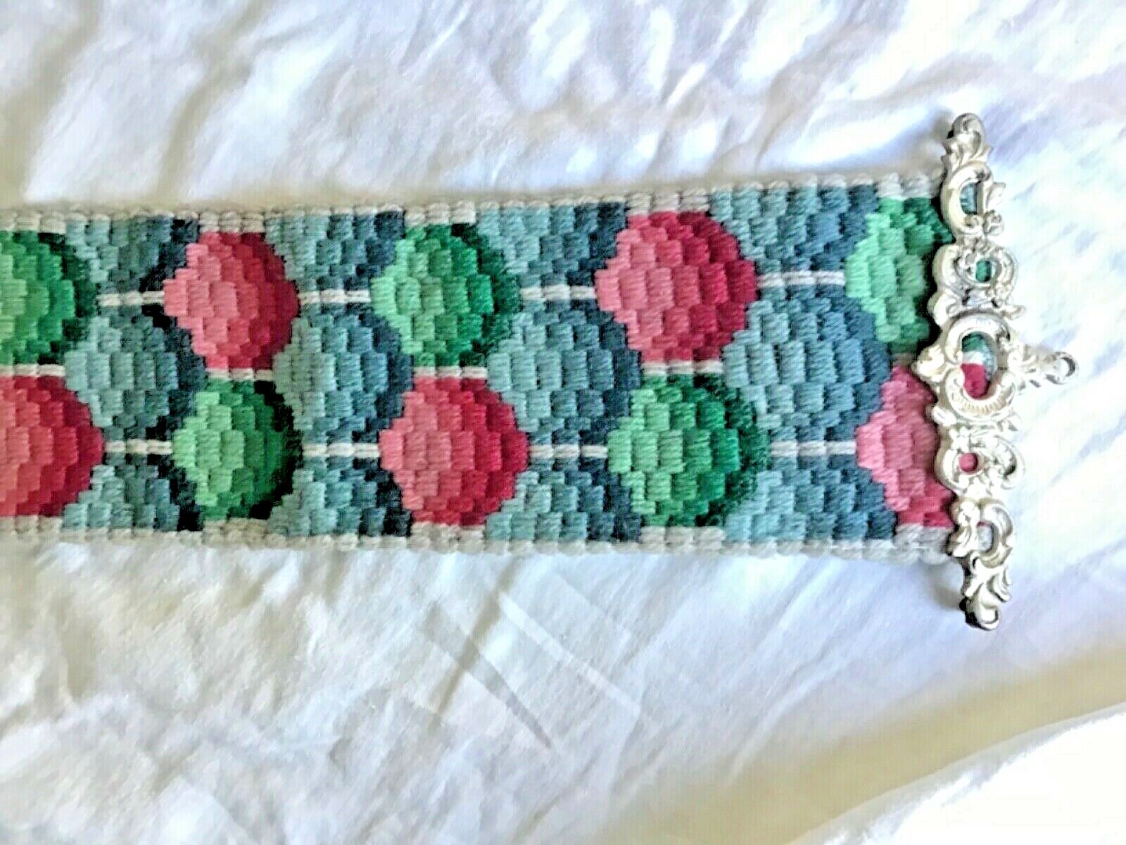 Bargelo Bell Pull Wall Tapestry Needlepoint Ornate Cast Iron Hardware Hand Woven