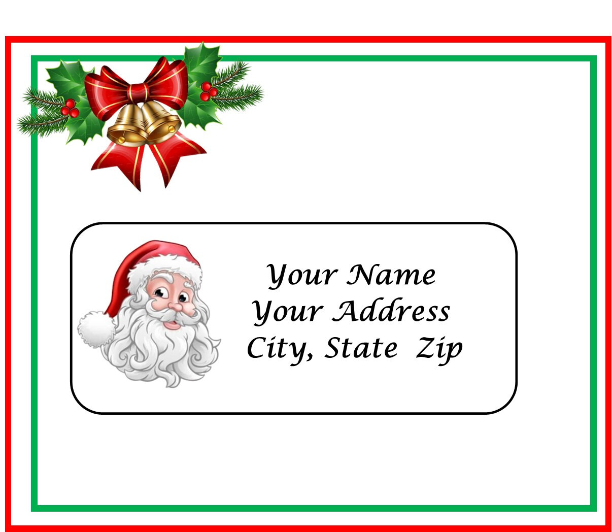 30 Caucasian white Santa Claus Christmas Return Address Labels 