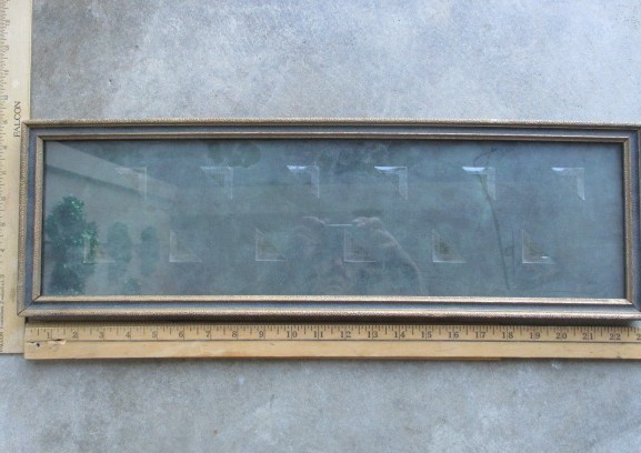 Vintage Deco 1920's Wood Gold Blue-Green Etched Picture Frame 23 X7.5