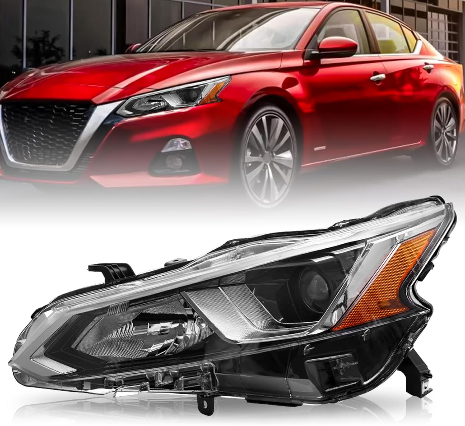 Headlight Assembly Set Fit for 2019 2020 2021 2022 Nissan Altima [Halogen Type] 