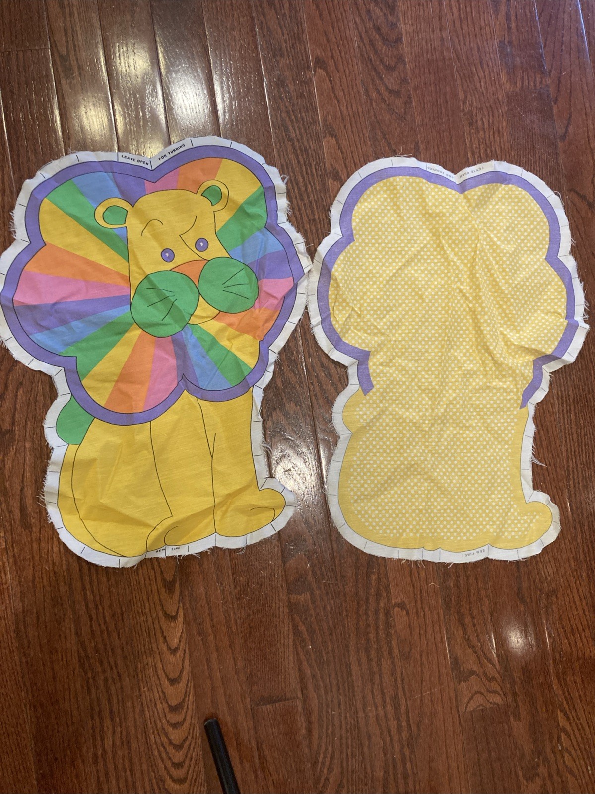 Vintage 1980’s Rainbow Quilties LION Fabric Pillow Panel Cut & Sew Not  UNCUT