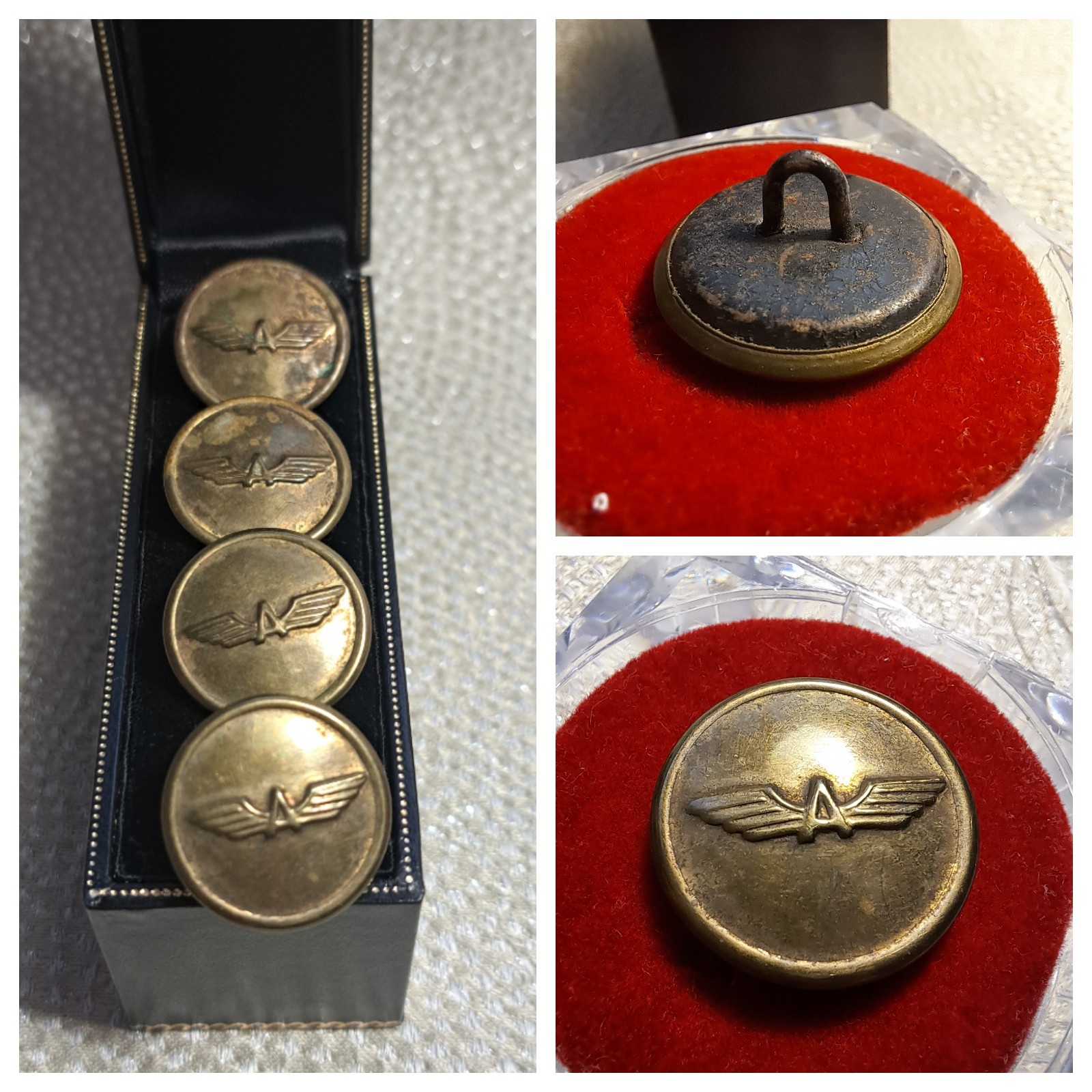 Rare 1960s USSR Brass Transport Driver Uniform Shank Buttons Winged A 22mm Lot 4