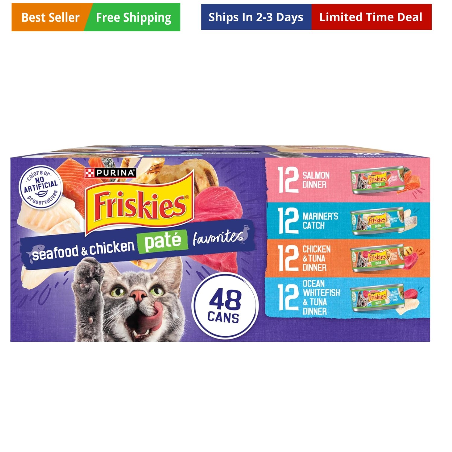Purina Pate Wet Cat Food Variety Pack Seafood and Chicken Pate Favorites - 48...