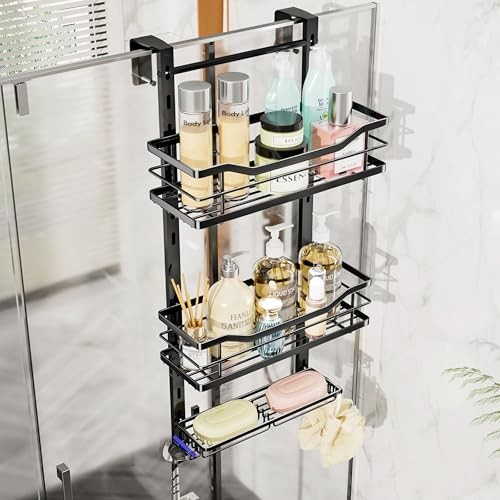  Over the Door Shower Caddy - 3 Tier Adjustable Shower Organizer Black-3 Tier