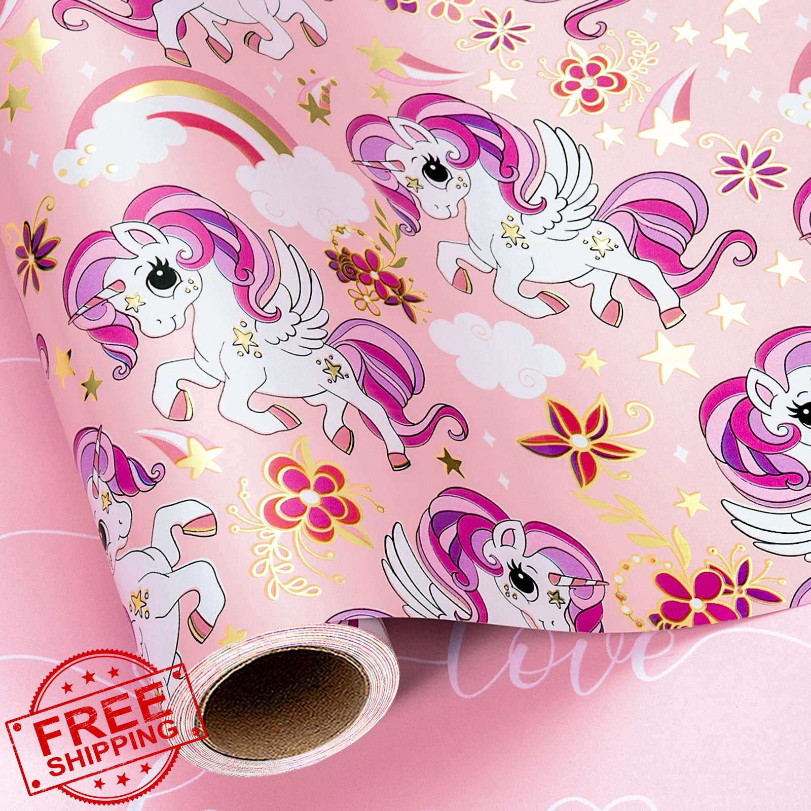 Yarcony Unicorn Rainbow Wrapping Paper 17"x16.5' Girls Birthday Shower