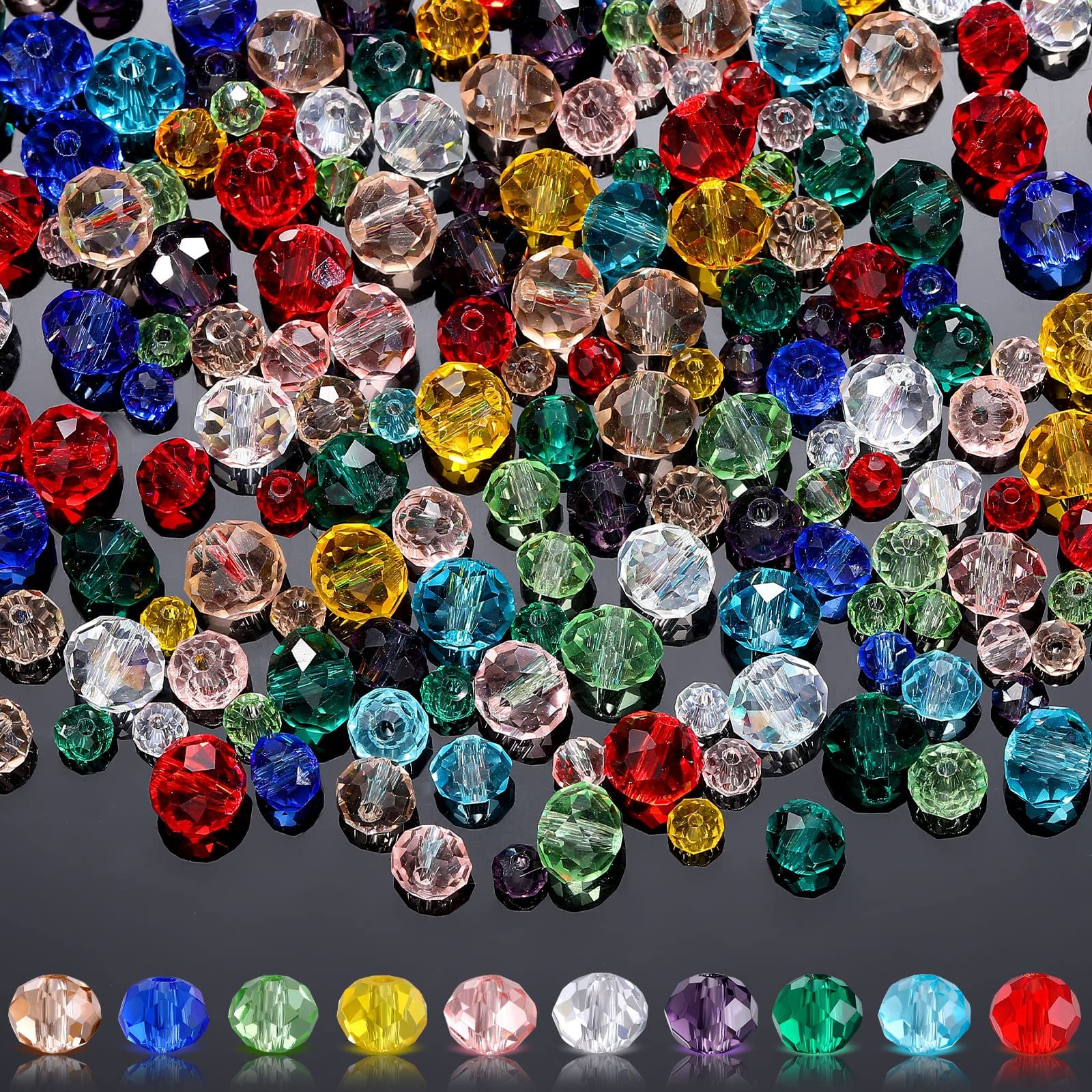 1000 Pcs Glass Beads Bulk Assorted Crystal for Small, Fresh Color 