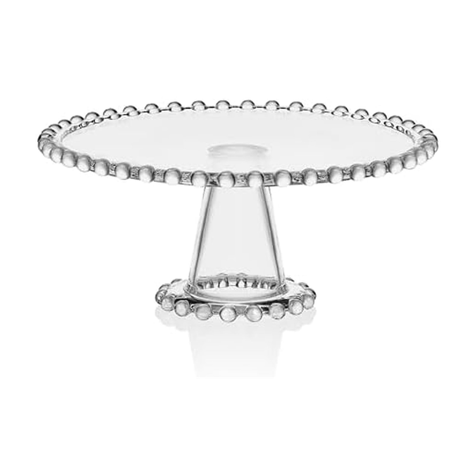 Fitz and Floyd Beaded Glass Footed Cake Stand Serving Platter, 10.75"