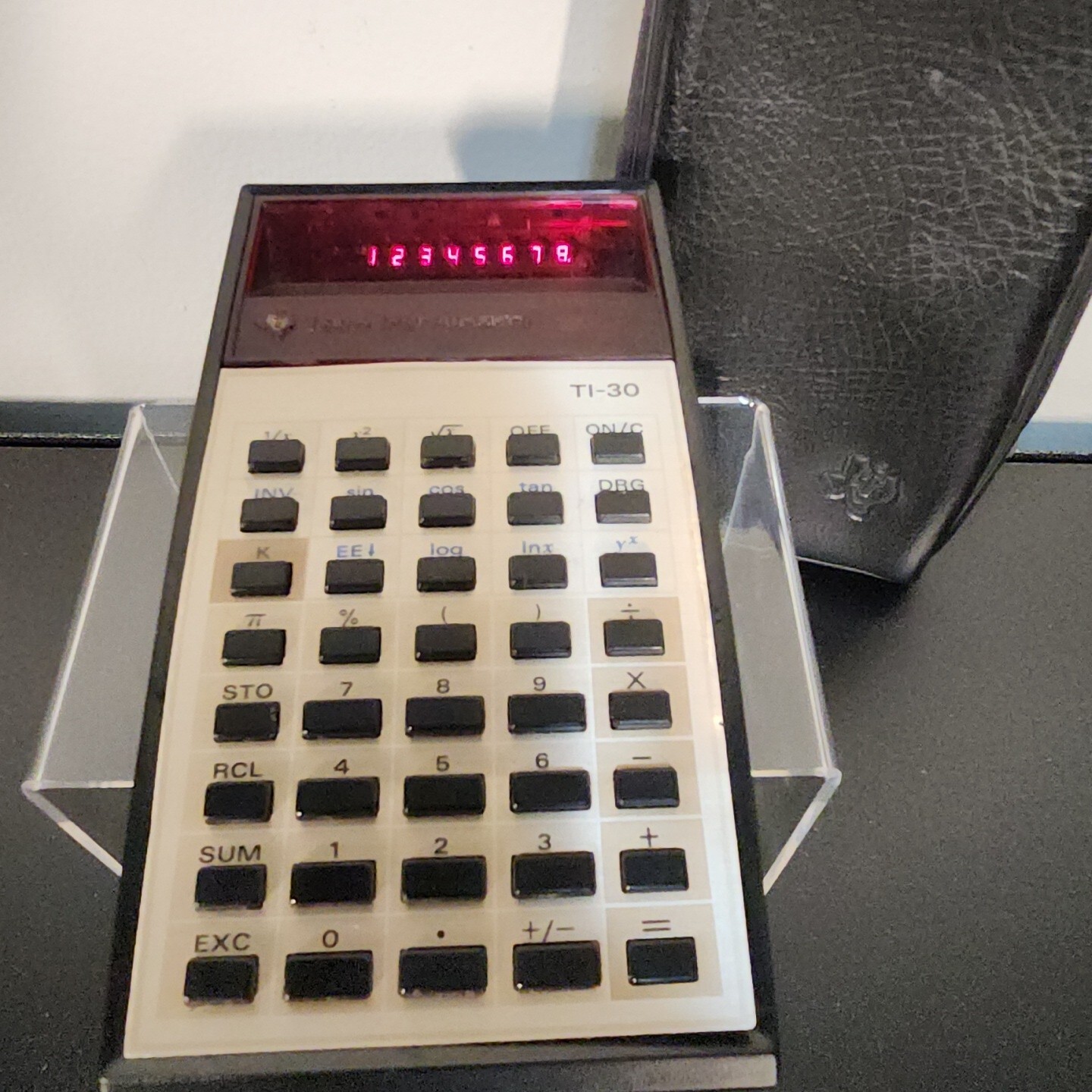 Vintage used Texas Instruments TI-30 Calculator w/ Zippered Case Tested