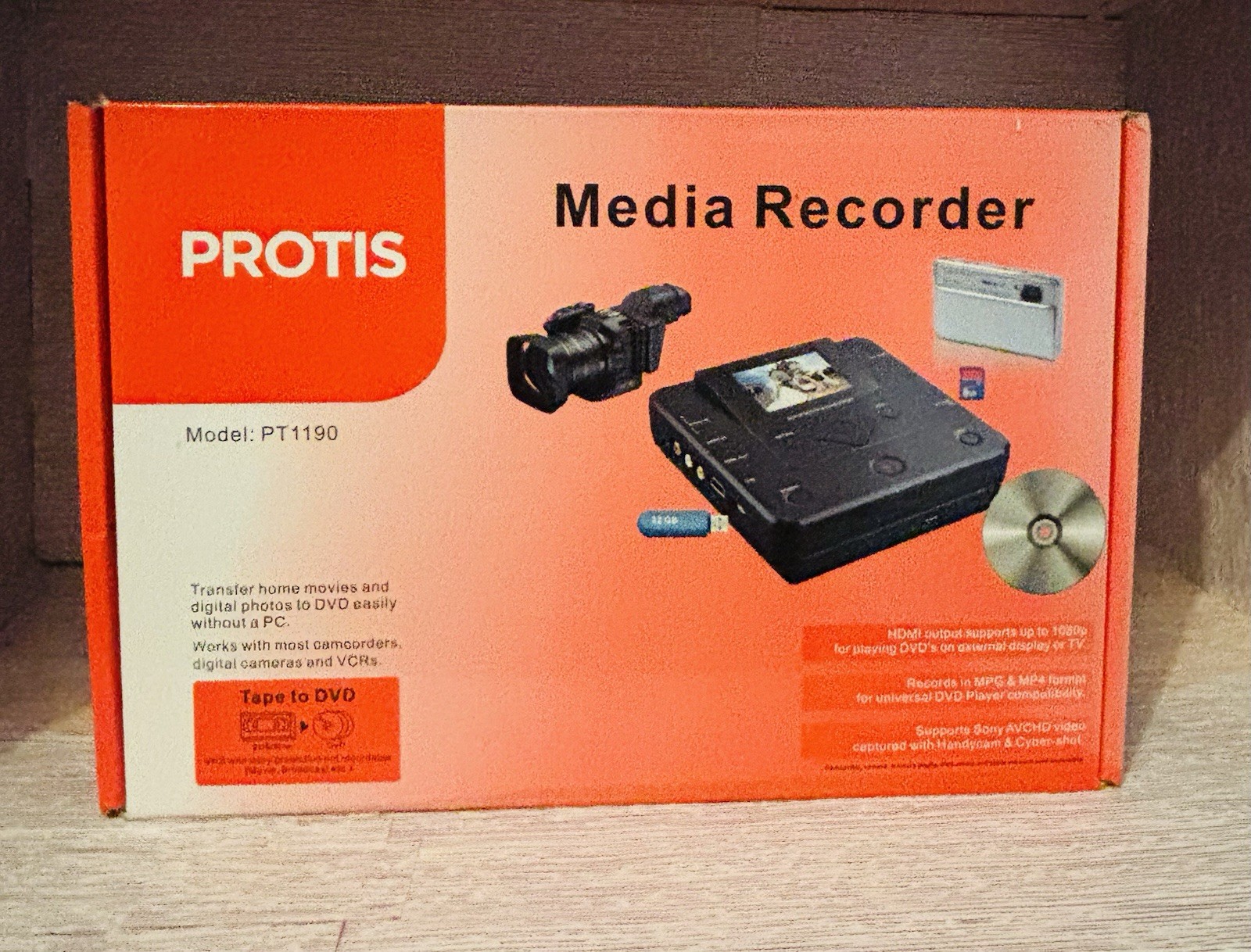 PROTIS Media Recorder PT1190 Home Movie Digital Photo Transfer DVD