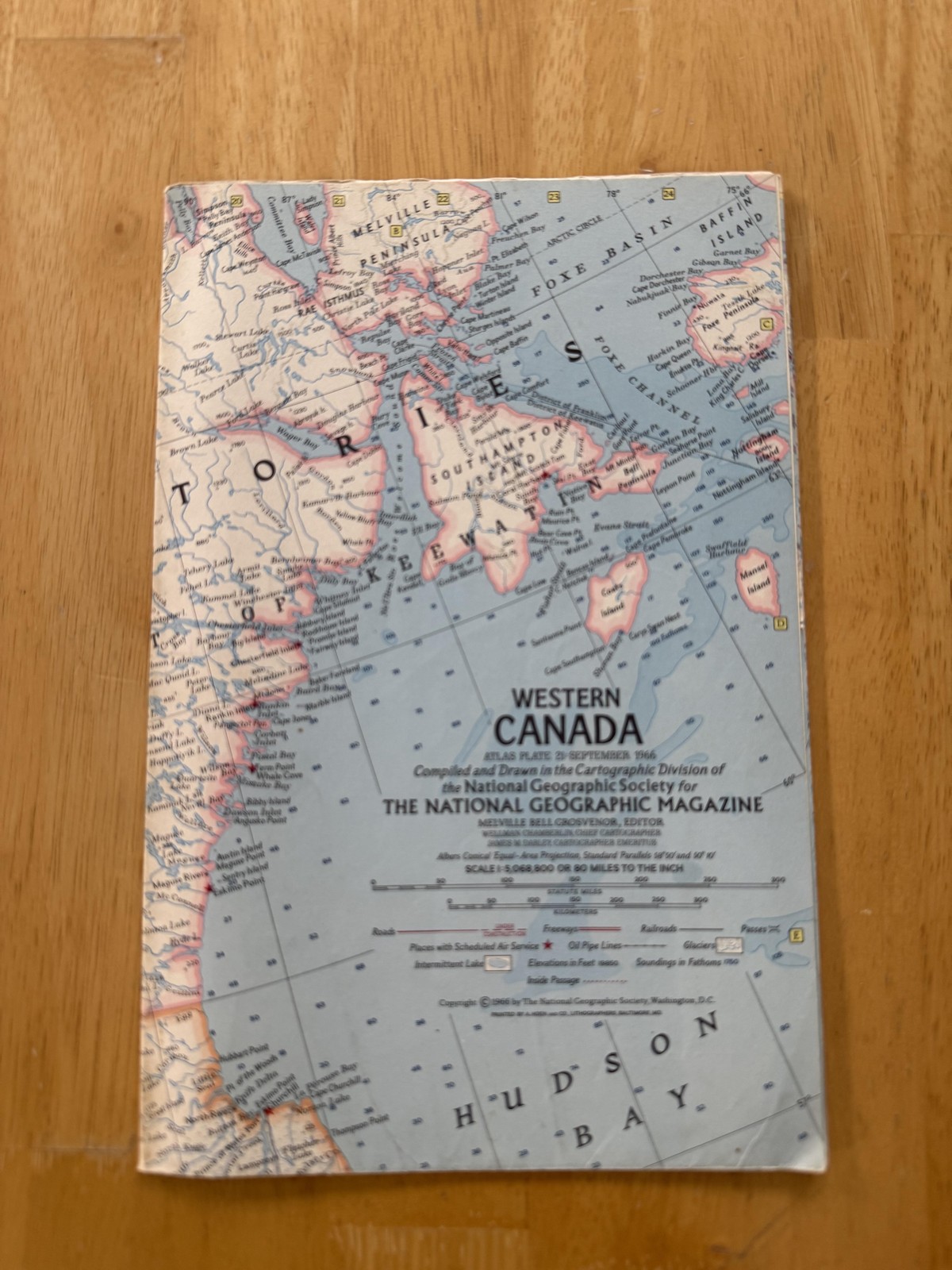 Vintage 1966 National Geographic Western Canada Map Atlas Plate 22 Folded Poster