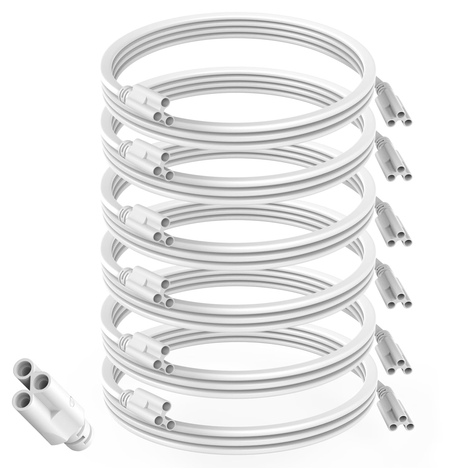 JESLED 5FT T5 T8 Extension Cords for led Shop 6 Count (Pack of 1), White 