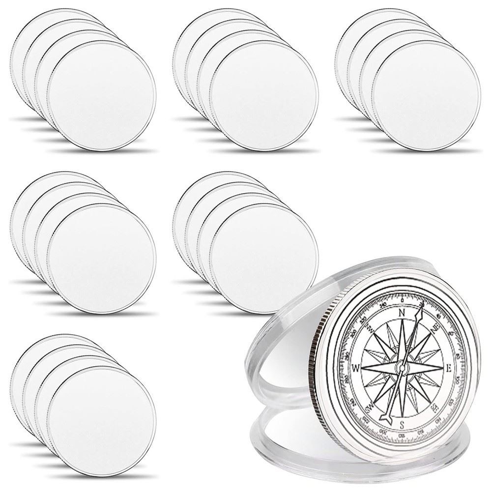 25Pcs 40mm Blank Threaded Edged 40 mm with Acrylic Box Hand