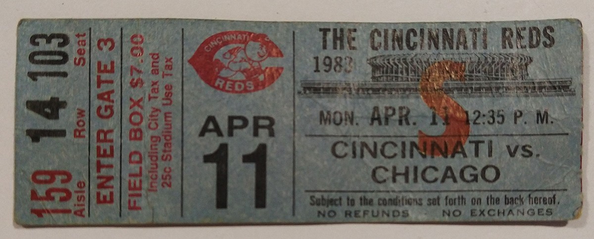 Cincinnati Reds vs Chicago Cubs 4/11/83 OPENING DAY Ticket Stub