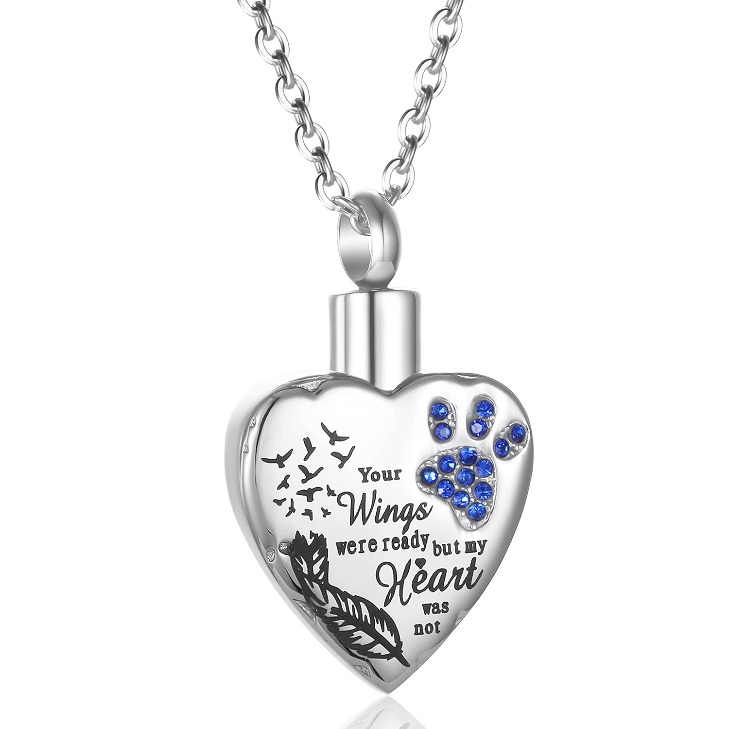 Fashion Pet Cremation Jewelry Stainess Steel Heart Keepsake Ashes Necklace Do...